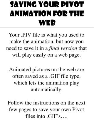 SAVING YOUR PIVOT ANIMATION FOR THE WEB