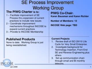 SE Process Improvement Working Group