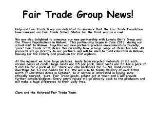 Fair Trade Group News!