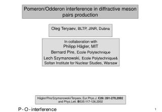 Pomeron/Odderon interference in diffractive meson pairs production