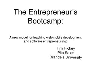 The Entrepreneur’s Bootcamp: