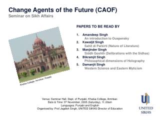 Change Agents of the Future (CAOF) Seminar on Sikh Affairs