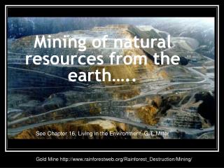 Mining of natural resources from the earth…..