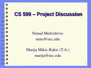 CS 599 – Project Discussion
