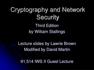 Cryptography and Network Security