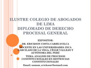 ILUSTRE COLEGIO DE ABOGADOS DE LIMA DIPLOMADO DE DERECHO PROCESAL GENERAL