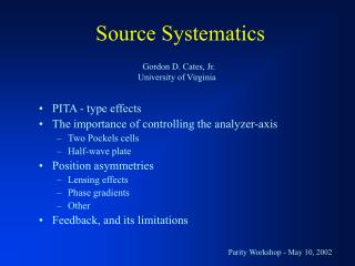 Source Systematics