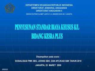 PENYUSUNAN STANDAR BIAYA KHUSUS K/L BIDANG KESRA PLUS