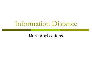 Information Distance