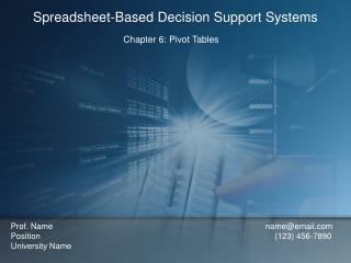 Chapter 6: Pivot Tables