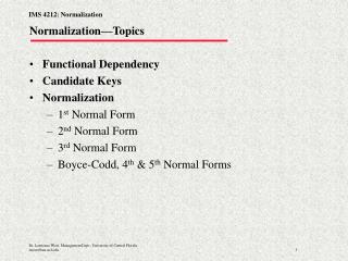 Normalization—Topics