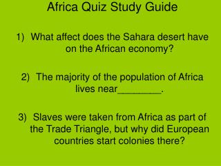 Africa Quiz Study Guide