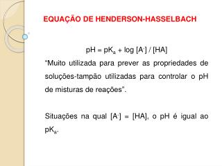 EQUAÇÃO DE HENDERSON-HASSELBACH