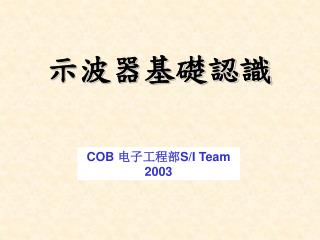 COB 电子工程部 S/I Team 2003