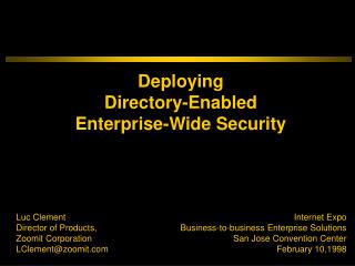Deploying Directory-Enabled Enterprise-Wide Security
