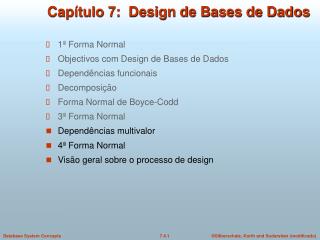 Capítulo 7: Design de Bases de Dados