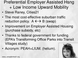 Preferential Employer Assisted Hsng + Low Income Upward Mobility