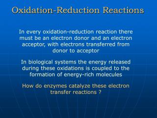 Oxidation-Reduction Reactions