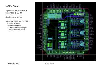 MGPA Status Layout finished, checked, &amp; transmitted to CERN die size: 4mm x 4mm