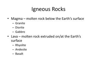 Igneous Rocks