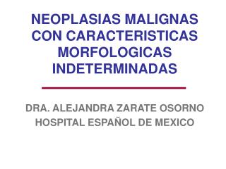 NEOPLASIAS MALIGNAS CON CARACTERISTICAS MORFOLOGICAS INDETERMINADAS