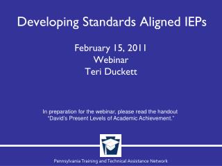 Developing Standards Aligned IEPs