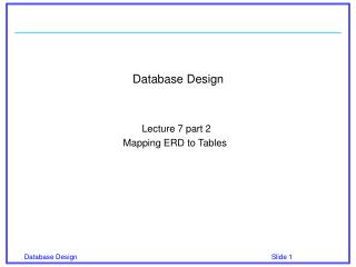 Database Design Lecture 7 part 2 Mapping ERD to Tables