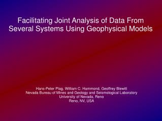 Facilitating Joint Analysis of Data From Several Systems Using Geophysical Models