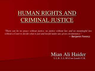 HUMAN RIGHTS AND CRIMINAL JUSTICE