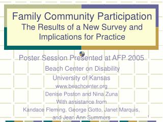 Family Community Participation The Results of a New Survey and Implications for Practice