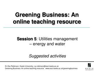 Greening Business: An online teaching resource