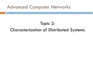 Advanced Computer Networks