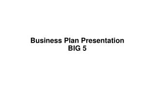 Business Plan Presentation BIG 5