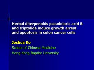 Joshua Ko School of Chinese Medicine Hong Kong Baptist University