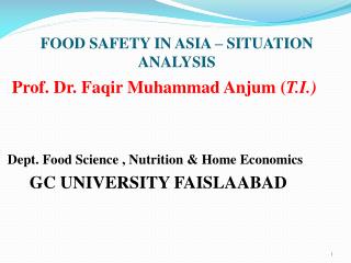 FOOD SAFETY IN ASIA – SITUATION ANALYSIS