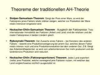 Theoreme der traditionellen AH-Theorie