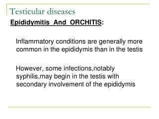 Testicular diseases