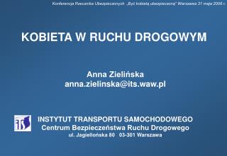 Anna Zielińska anna.zielinska@its.waw.pl INSTYTUT TRANSPORTU SAMOCHODOWEGO