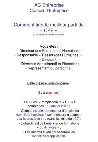 AC Entreprise Conseil d’Entreprise