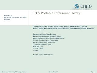 Presented to: Infrasound Technology Workshop Bermuda