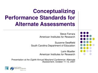 Conceptualizing Performance Standards for Alternate Assessments