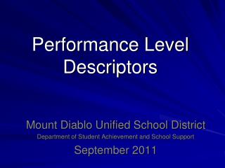Performance Level Descriptors
