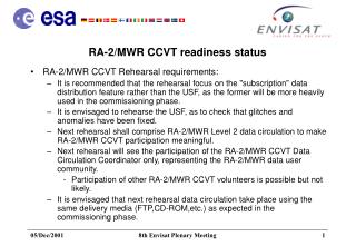 RA-2/MWR CCVT readiness status