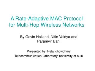 A Rate-Adaptive MAC Protocol for Multi-Hop Wireless Networks