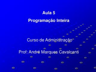 Aula 5 Programação Inteira