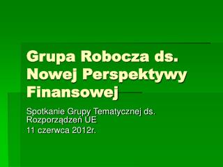 Grupa Robocza ds. Nowej Perspektywy Finansowej