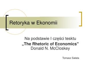 Retoryka w Ekonomii