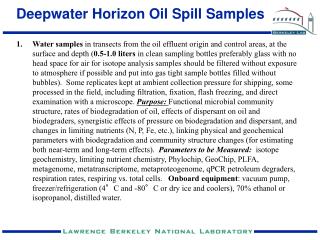 Deepwater Horizon Oil Spill Samples