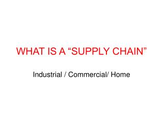 WHAT IS A “SUPPLY CHAIN”