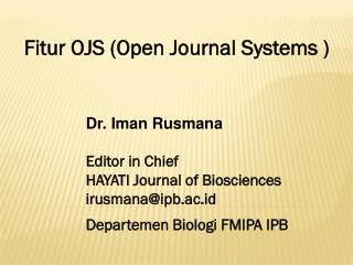 Fitur OJS (Open Journal Systems )